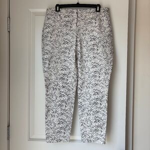 Kenar Womens Herringbone Print Pants Flat Front Straight Leg White Black Size 8
